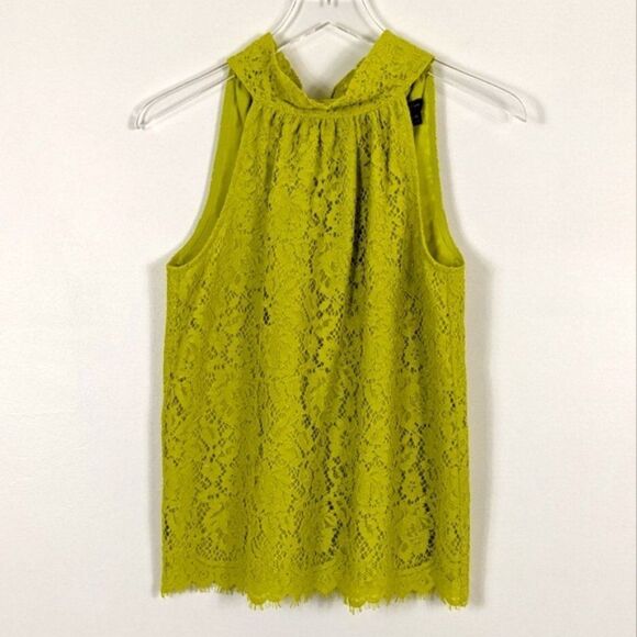 J. Crew Lace Chartreuse Halter Neck Blouse XXS - Picture 4 of 12